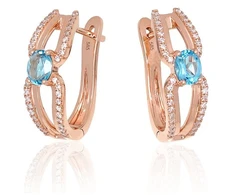 Diamond Sky Jewelry Auksiniai auskarai su deimantais ir topazais „Sparkling Moment“