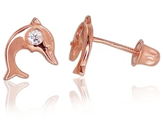 Diamond Sky Jewelry Auksiniai auskarai-vinukai su cirkoniais „Delfino Meilė II“