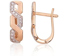 Diamond Sky Jewelry Auksiniai auskarai su cirkoniais „Auksinė Banga VIII“
