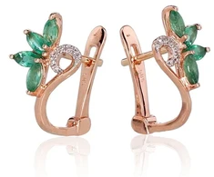 Diamond Sky Jewelry Auksiniai auskarai su deimantais ir smaragdais „Crystallite VI“