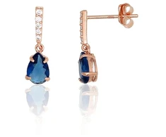 Diamond Sky Jewelry Auksiniai auskarai-vinukai su cirkoniais „Mėlynas Akcentas“