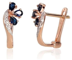 Diamond Sky Jewelry Auksiniai auskarai su deimantais ir safyrais „Imperatoriaus Karūna III“