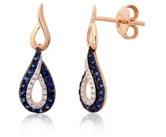 Diamond Sky Jewelry Auksiniai auskarai su deimantais ir safyrais „Princesės Ašara II“
