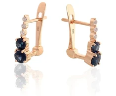 Diamond Sky Jewelry Auksiniai auskarai su deimantais ir safyrais „Nakties šnabždesys“