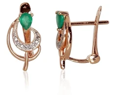 Diamond Sky Jewelry Auksiniai auskarai su deimantais ir smaragdais „Groteks V“