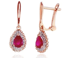 Diamond Sky Jewelry Auksiniai auskarai su deimantais ir rubinais „Renaissance II“