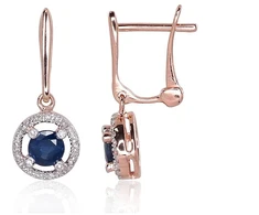Diamond Sky Jewelry Auksiniai auskarai su deimantais ir safyrais „Širdys ir Strėlės IX“