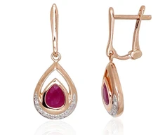 Diamond Sky Jewelry Auksiniai auskarai su deimantais ir rubinais „Karališkieji IV“