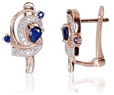 Diamond Sky Jewelry Auksiniai auskarai su deimantais ir safyrais „Grotex VI“