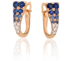 Diamond Sky Jewelry Auksiniai auskarai su deimantais ir safyrais „Skylar“