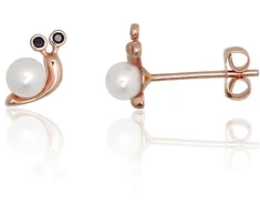 Diamond Sky Jewelry Auksiniai auskarai-vinukai su cirkoniais ir perlais „Auksinė Sraigė“