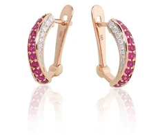 Diamond Sky Jewelry Auksiniai auskarai su deimantais ir rubinais „Rubinų melodija“