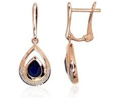 Diamond Sky Jewelry Auksiniai auskarai su deimantais ir safyrais „Royal III“