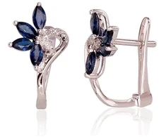 Diamond Sky Jewelry Auksiniai auskarai su deimantais ir safyrais „Crystallite II“