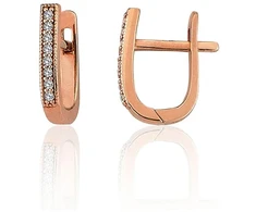 Diamond Sky Jewelry Auksiniai auskarai su cirkoniais „Šviesos linija V“