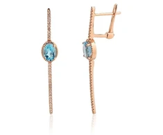 Diamond Sky Jewelry Auksiniai auskarai su deimantais ir topazais „Azūro linija“