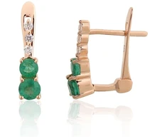 Diamond Sky Jewelry Auksiniai auskarai su deimantais ir smaragdais „Smaragdo valsas“