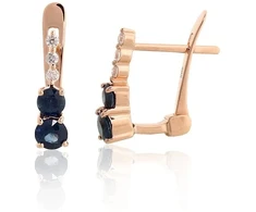 Diamond Sky Jewelry Auksiniai auskarai su deimantais ir safyrais „Nakties šnabždesys“