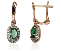Diamond Sky Jewelry Auksiniai auskarai su deimantais ir smaragdais „Saulutė IV“