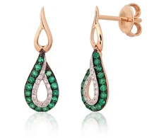 Diamond Sky Jewelry Auksiniai auskarai su deimantais ir smaragdais „Princesės Ašara“