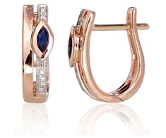 Diamond Sky Jewelry Auksiniai auskarai su deimantais ir safyrais „Dangaus Dovana“