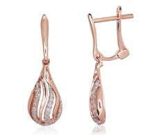 Diamond Sky Jewelry Auksiniai auskarai su deimantais „Golden Drop II“