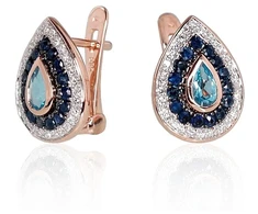 Diamond Sky Jewelry Auksiniai auskarai su deimantais, topazais ir safyrais „Royal“