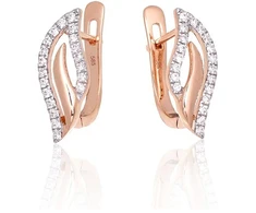 Diamond Sky Jewelry Auksiniai auskarai su deimantais „Auksinė Banga“
