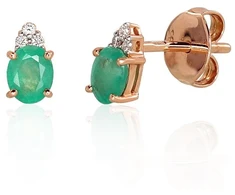 Diamond Sky Jewelry Auksiniai auskarai-vinukai su deimantais ir smaragdais „Notika III“