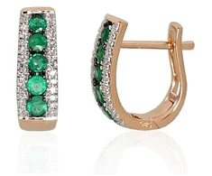 Diamond Sky Jewelry Auksiniai auskarai su deimantais ir smaragdais „Kamelija VII“
