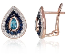 Diamond Sky Jewelry Auksiniai auskarai su deimantais, topazais ir safyrais „Royal“