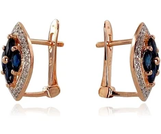 Diamond Sky Jewelry Auksiniai auskarai su deimantais ir safyrais „Aleksandrija V“