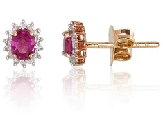 Diamond Sky Jewelry Auksiniai auskarai su deimantais ir rubinais „Ferro II“