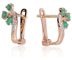 Diamond Sky Jewelry Auksiniai auskarai su deimantais ir smaragdais „Imperatoriaus Karūna IV“