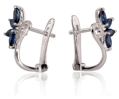Diamond Sky Jewelry Auksiniai auskarai su deimantais ir safyrais „Crystallite II“