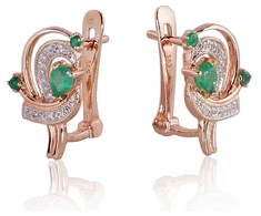 Diamond Sky Jewelry Auksiniai auskarai su deimantais ir smaragdais „Groteks II“