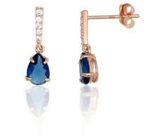 Diamond Sky Jewelry Auksiniai auskarai-vinukai su cirkoniais „Mėlynas Akcentas“