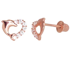 Diamond Sky Jewelry Auksiniai auskarai su cirkoniais „Delfino Meilė“