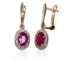 Diamond Sky Jewelry Auksiniai auskarai su deimantais ir rubinais „Saulutė III“