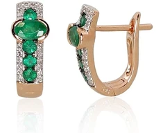 Diamond Sky Jewelry Auksiniai auskarai su deimantais ir smaragdais „Amžinybė“
