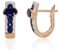 Diamond Sky Jewelry Auksiniai auskarai su deimantais ir safyrais „Eternity II“
