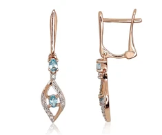 Diamond Sky Jewelry Auksiniai auskarai su deimantais ir topazais „Daina VI“