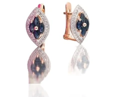 Diamond Sky Jewelry Auksiniai auskarai su deimantais ir safyrais „Aleksandrija V“