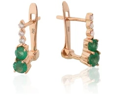 Diamond Sky Jewelry Auksiniai auskarai su deimantais ir smaragdais „Smaragdo valsas“
