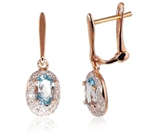 Diamond Sky Jewelry Auksiniai auskarai su deimantais ir topazais „Saulutė“