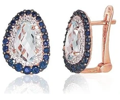 Diamond Sky Jewelry Auksiniai auskarai su deimantais, topazais ir safyrais „Charlotte II“