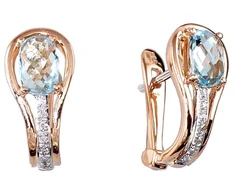 Diamond Sky Jewelry Auksiniai auskarai su deimantais ir topazais „Grakštumas II“