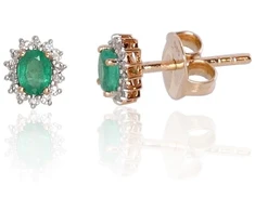 Diamond Sky Jewelry Auksiniai auskarai su deimantais ir smaragdais „Ferro III“