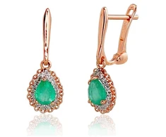 Diamond Sky Jewelry Auksiniai auskarai su deimantais ir smaragdais „Renaissance“