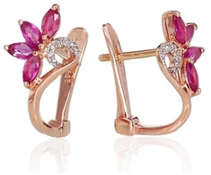 Diamond Sky Jewelry Auksiniai auskarai su deimantais ir rubinais „Crystallite IV“